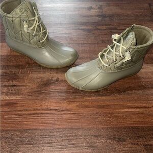 Sperry Olive Green Quilted Duck Rain Boots